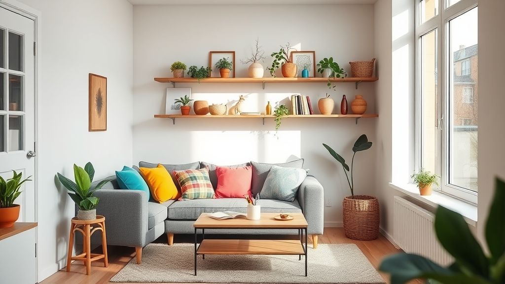 small apartment decor ideas with budget friendly furniture, space saving shelves, and cozy accents.